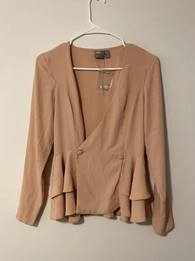 ASOS Blush Pink Womens Tux Top Blouse NWT Size 4